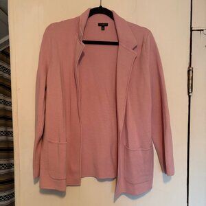 Lovely dusty rose pink merino wool blend knit open cardigan blazer Talbots L